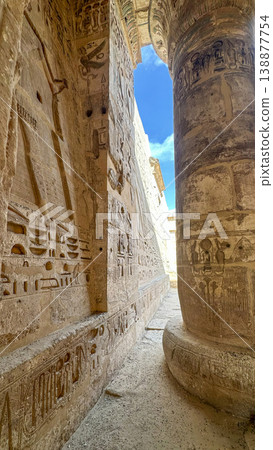 Medinet Habu, the mortuary temple of Ramesses III, located on the west bank of Luxor, Egypt. Medinet Habu, the mortuary temple of Ramesses III, located on the west bank of Luxor, Egypt. 138877754