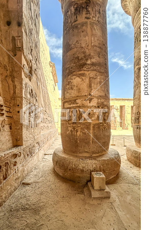 Medinet Habu, the mortuary temple of Ramesses III, located on the west bank of Luxor, Egypt. 138877760