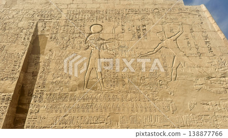 Medinet Habu, the mortuary temple of Ramesses III, located on the west bank of Luxor, Egypt. Medinet Habu, the mortuary temple of Ramesses III, located on the west bank of Luxor, Egypt. 138877766