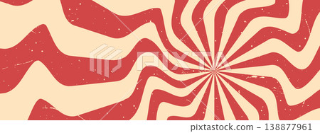 Swirl groovy Starburst. Abstract sunburst with grunge radial burst. Retro trippy background with curly waves. Summer Vector illustration Swirl groovy Starburst. Abstract sunburst with grunge radial burst. Retro trippy background with curly waves. Summer Vector illustration 138877961