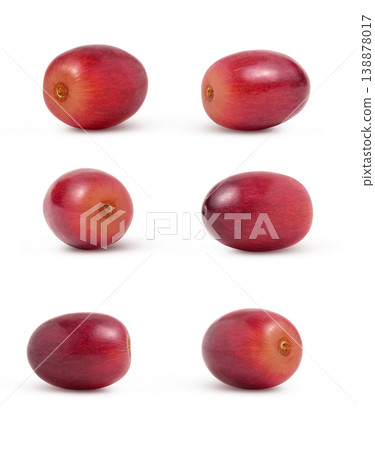 Isolated red wine grape fruits on white background. Wine grape apart. Isolated red wine grape fruits on white background. Wine grape apart. 138878017