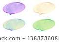 A set of watercolor-style speech bubbles with rainy season-like colors. 138878608