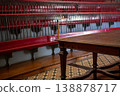 Vintage theater interior, classic auditorium, wooden seating, heritage hall, cinematic atmosphere 138878717