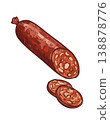 Salami sausage. Vector handdrawn illustration isolated on white background 138878776
