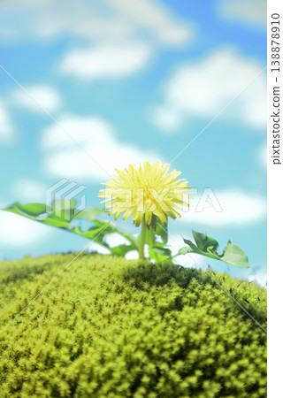 Dandelion flowers on moss Dandelion flowers on moss 138878910