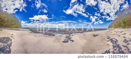 Wide sandy beach and rocky shoreline Santa Catalina Panama Wide sandy beach and rocky shoreline Santa Catalina Panama 138879484