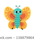 Cute cartoon butterfly. Design for children. Vector illustration in a flat style, isolated on a white background 138879864