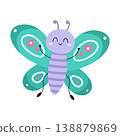 Cute cartoon butterfly. Design for children. Vector illustration in a flat style, isolated on a white background 138879869