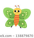 Cute cartoon butterfly. Design for children. Vector illustration in a flat style, isolated on a white background 138879870