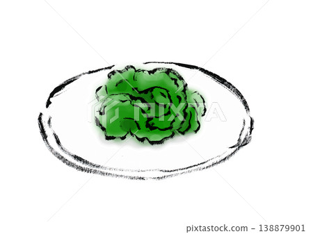 Hand-drawn Japanese style illustration of sliced bitter melon 138879901