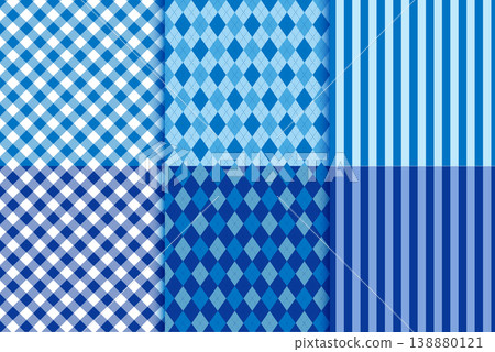 Checkered Argyle Stripe Seamless Pattern Wallpaper Background Blue Father's Day Illustration Vector 138880121