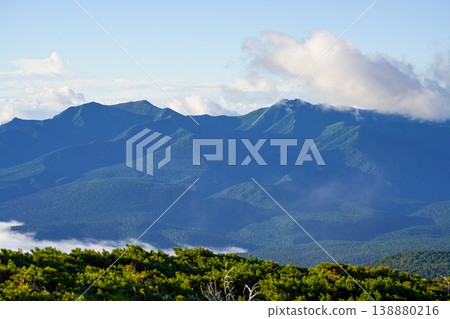 Rocky cliffs and lush green alpine landscapes – Hokkaido summer mountains. A spectacular view representing the magnificent nature of Hokkaido. Landscape photographs capturing the majestic natural beauty of Hokkaido. Rocky cliffs and lush green alpine landscapes – Hokkaido summer mountains. A spectacular view representing the magnificent nature of Hokkaido. Landscape photographs capturing the majestic natural beauty of Hokkaido. 138880216