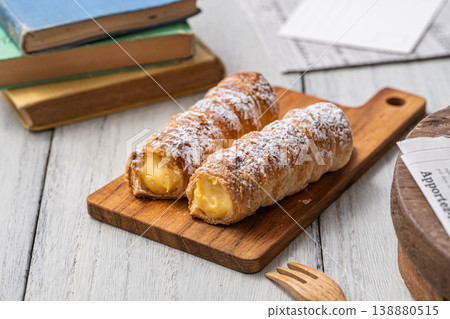 Cornet placed on a cutting board 138880515