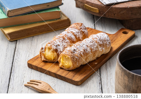 Cornet placed on a cutting board Cornet placed on a cutting board 138880518