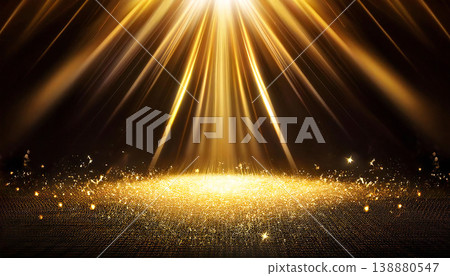 Golden podium, spotlight 138880547