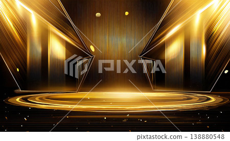 Golden podium, spotlight 138880548