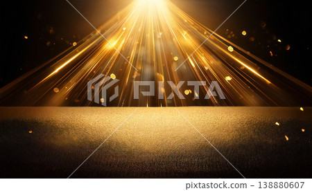 A luxurious golden background with glossy glow lights; a stage with black and gold spotlights. A luxurious golden background with glossy glow lights; a stage with black and gold spotlights. 138880607