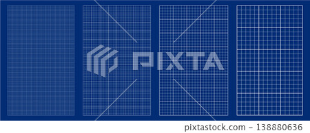 Blueprint grid set millimeter dot cell geometry, four scale variations. Wide medium dense micro spacing comparison, Blueprint grid set millimeter dot cell geometry, four scale variations. Wide medium dense micro spacing comparison, 138880636