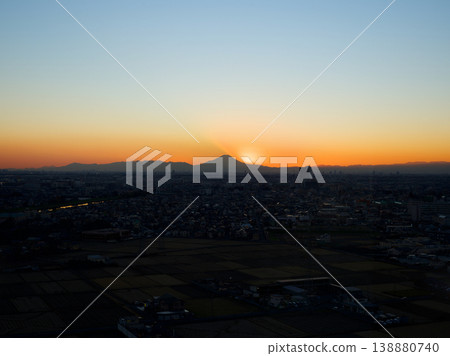 富士山剪影和日落 富士山剪影和日落 138880740