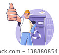 Recycling Bottles Man Thumbs Up Cartoon 138880854