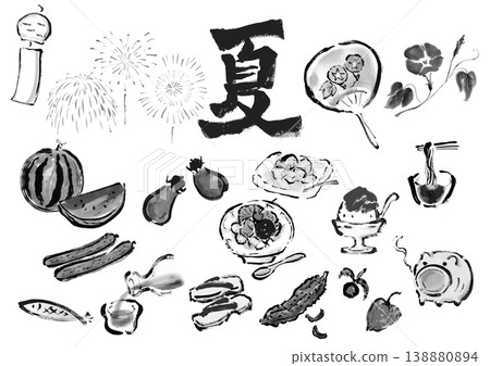 夏季套裝：手繪插畫 138880894