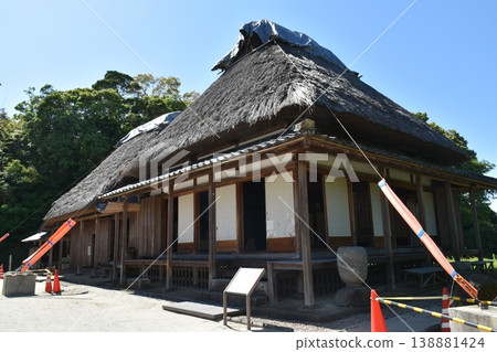 The historical landscape of the mountain castle ruins, featuring the distinctive moat of Kiyoshiki Castle. The historical landscape of the mountain castle ruins, featuring the distinctive moat of Kiyoshiki Castle. 138881424