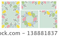 Big Set of Easter post templates. Circle Top Corner and Rectangular Frames of Sprigs and Easter Eggs. Copy space. Vector illustration Easter Promo or greeting posts template, banner, leaflets, labels 138881837