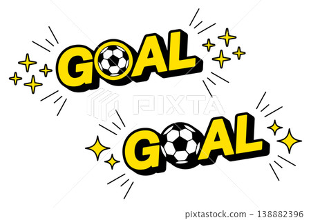Soccer goal text, football GOAL, soccer ball and letter vector illustration set Soccer goal text, football GOAL, soccer ball and letter vector illustration set 138882396