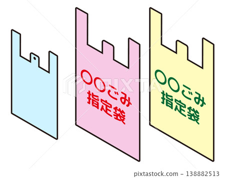 簡單的白色購物袋和專用垃圾袋的示意圖。 138882513