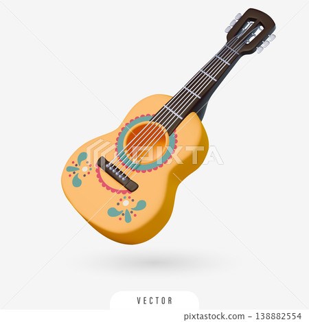 3D Cinco de Mayo festive guitar illustration 3D Cinco de Mayo festive guitar illustration 138882554