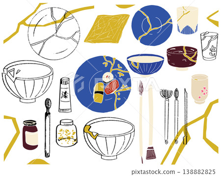 Kintsugi illustration Kintsugi illustration 138882825