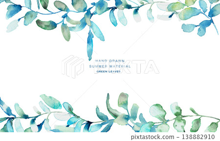 水彩畫。水彩風格的葉子插圖。夏日綠葉邊框。向量水彩插圖。 水彩畫。水彩風格的葉子插圖。夏日綠葉邊框。向量水彩插圖。 138882910