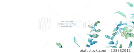 Watercolor painting. Watercolor-style leaf illustration. Summer green leaf frame. Vectorized watercolor illustration. 138882911