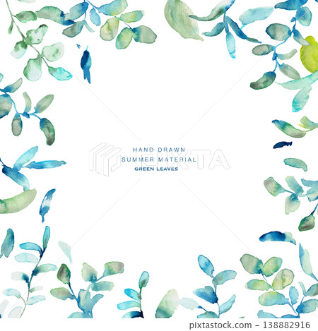 Watercolor painting. Watercolor-style leaf illustration. Summer green leaf frame. Vectorized watercolor illustration. Watercolor painting. Watercolor-style leaf illustration. Summer green leaf frame. Vectorized watercolor illustration. 138882916