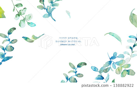 水彩畫。水彩風格的葉子插圖。夏日綠葉邊框。向量水彩插圖。 水彩畫。水彩風格的葉子插圖。夏日綠葉邊框。向量水彩插圖。 138882922