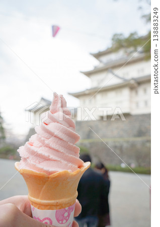 I bought a cherry blossom soft-serve ice cream at Odawara Castle Park, which I visited in the spring. I bought a cherry blossom soft-serve ice cream at Odawara Castle Park, which I visited in the spring. 138883249