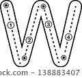 Letter W Tracing Worksheet for Kids, Black and White Alphabet Handwriting Practice 138883407