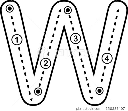 Letter W Tracing Worksheet for Kids, Black and White Alphabet Handwriting Practice Letter W Tracing Worksheet for Kids, Black and White Alphabet Handwriting Practice 138883407