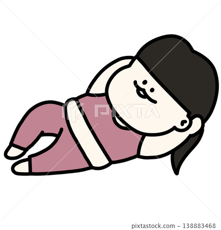 Woman lying down and relaxing during workout (transparent background) 138883468