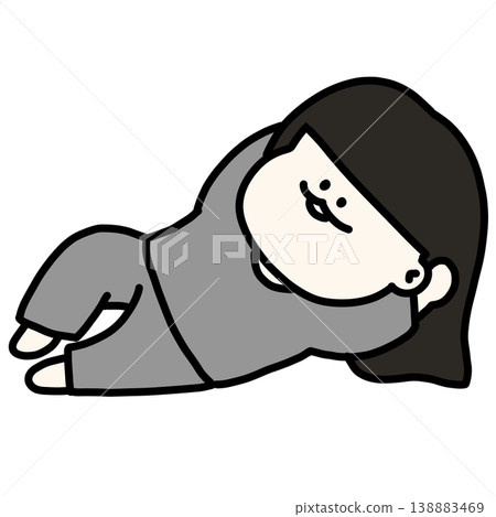 A young, unemployed person lying down lazily with no free time (transparent background) 138883469