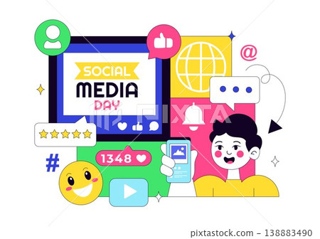 Social Media Day Vector Illustration Digital Communication Concept With Smartphone Notifications Chat Emojis And Online Network Interaction Design Social Media Day Vector Illustration Digital Communication Concept With Smartphone Notifications Chat Emojis And Online Network Interaction Design 138883490