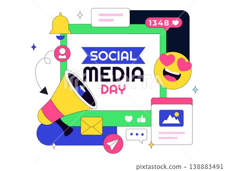 Social Media Day Vector Illustration Digital Communication Concept With Smartphone Notifications Chat Emojis And Online Network Interaction Design Social Media Day Vector Illustration Digital Communication Concept With Smartphone Notifications Chat Emojis And Online Network Interaction Design 138883491
