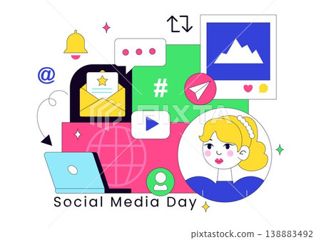 Social Media Day Vector Illustration Digital Communication Concept With Smartphone Notifications Chat Emojis And Online Network Interaction Design 138883492