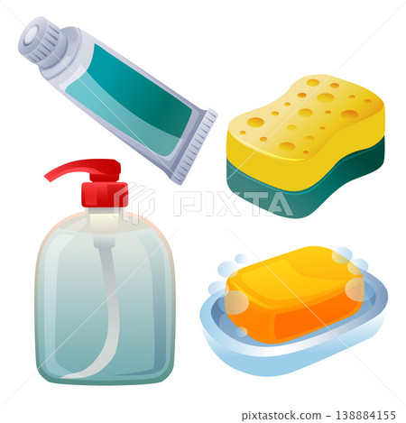 bath cleaning hygiene object element set bath cleaning hygiene object element set 138884155