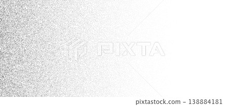 Dotted noise sand texture. Stippled grain gradient background. Black sprayed surface. Fading grunge dust grit overlay. Halftone speckles, particles or specks wallpaper. Vector rough gritty backdrop Dotted noise sand texture. Stippled grain gradient background. Black sprayed surface. Fading grunge dust grit overlay. Halftone speckles, particles or specks wallpaper. Vector rough gritty backdrop 138884181
