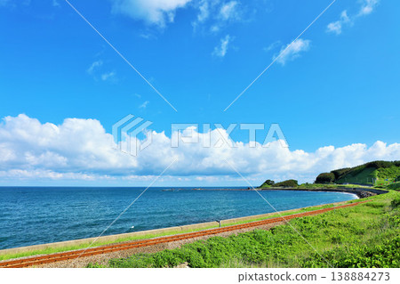 青森縣五能線,藍天碧海 青森縣五能線,藍天碧海 138884273
