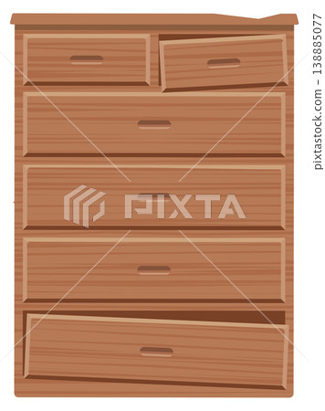 Image illustration of a broken and unusable wooden chest of drawers. Image illustration of a broken and unusable wooden chest of drawers. 138885077