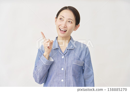 Woman in pajamas, inspiration, white background Woman in pajamas, inspiration, white background 138885270