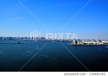 The waterfront industrial area as seen from the Tokyo Gate Bridge; Taiheiyo Cement Tokyo Service Station 138885365