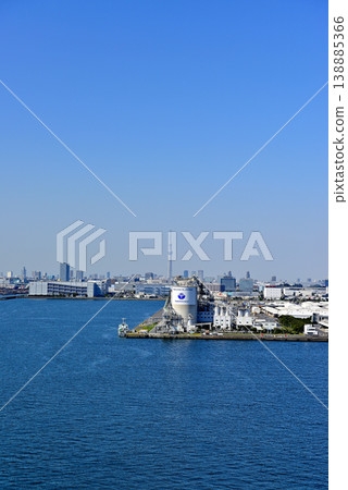 The waterfront industrial area as seen from the Tokyo Gate Bridge; Taiheiyo Cement Tokyo Service Station 138885366